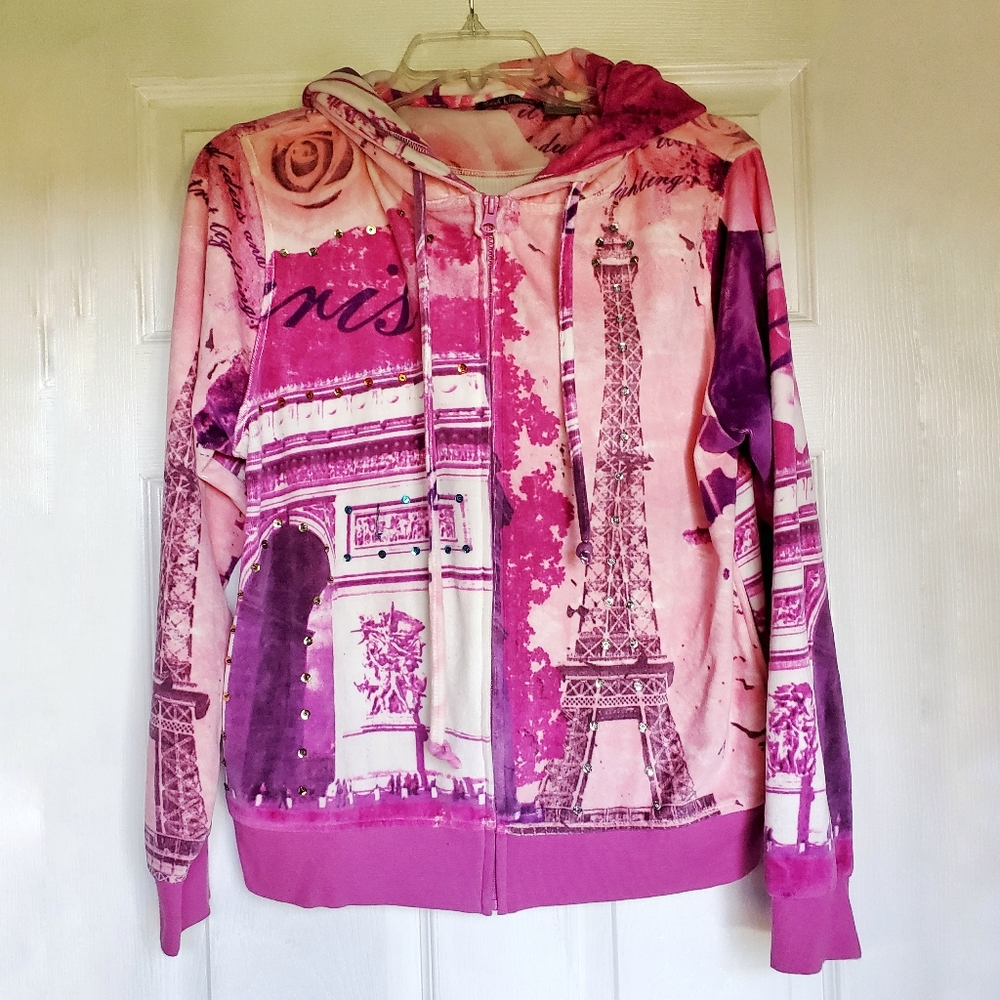 French Postcards Womens Velour Jacket Pink